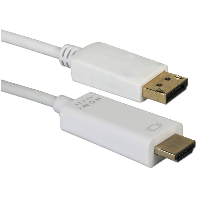 Kabel DP male - HDMI male 1,8m beli